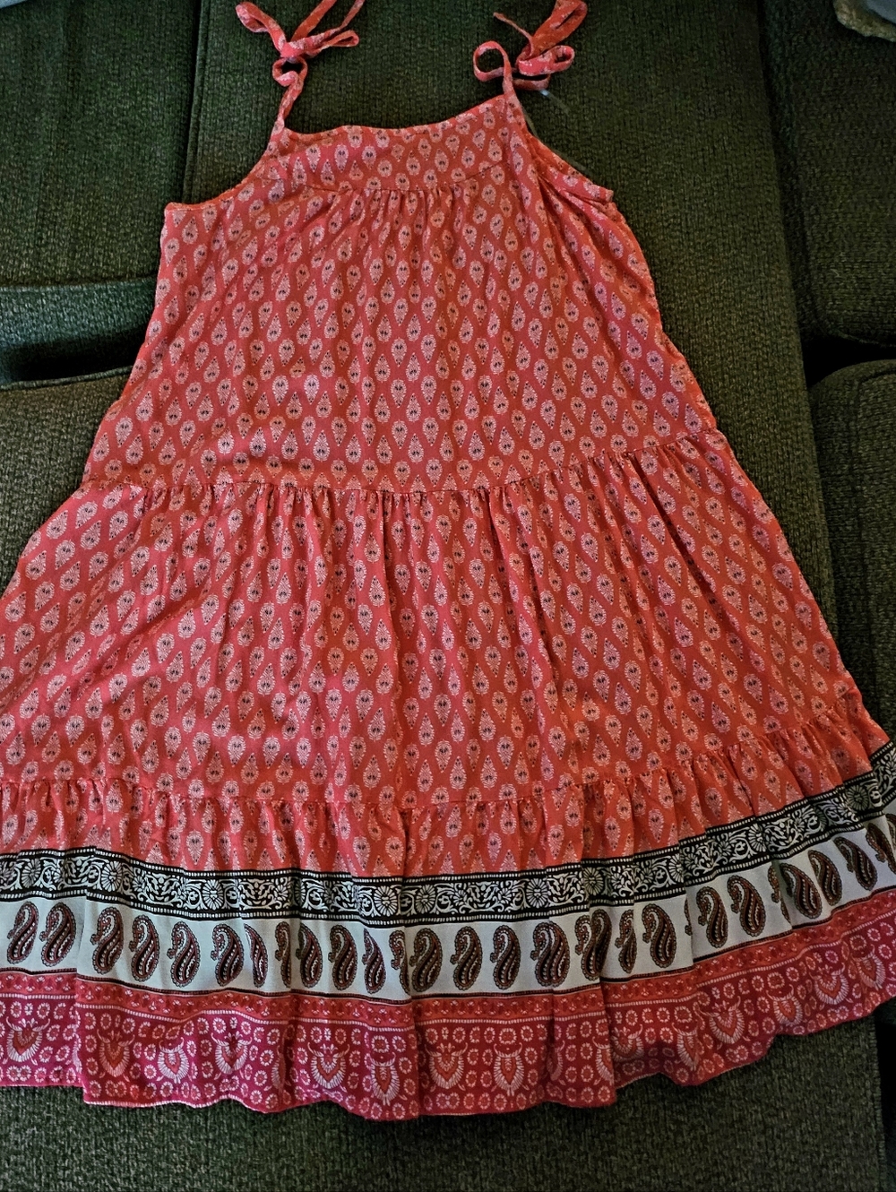 beachlunchlounge Coral Paisley Print Sundress